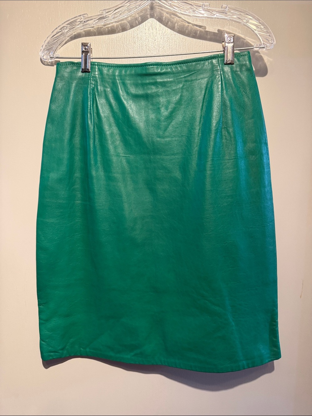 Vintage Firenze Santa Barbara True Green soft Leather Pencil Skirt